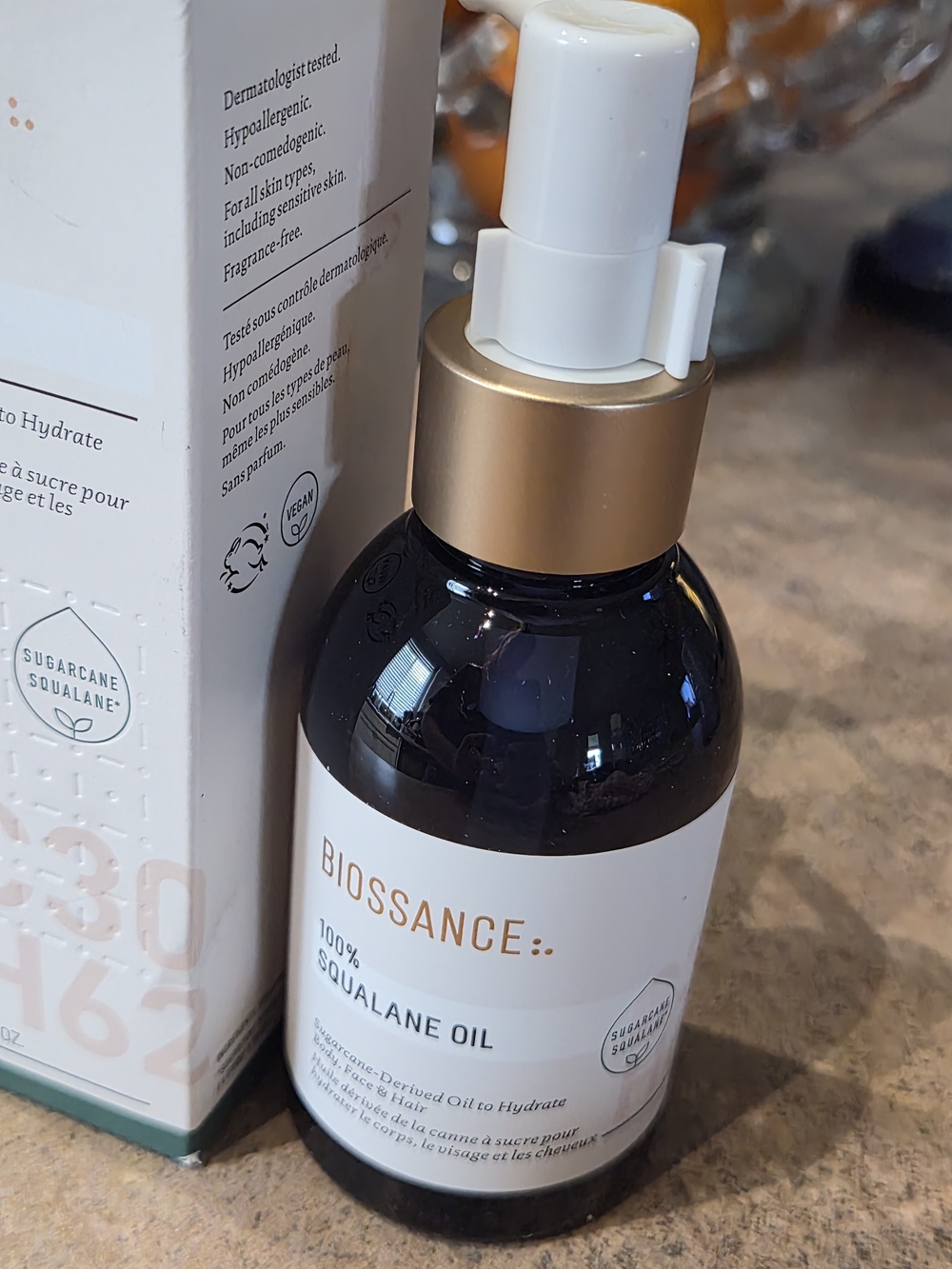 Biossance 100% Squalane Oil - Hydrating Face & Body Oil (White/Gold)